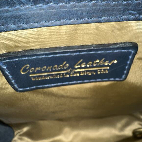 Coronado Leather Blue Leather Flap Messenger Crossbody Bag - Picture 8 of 11